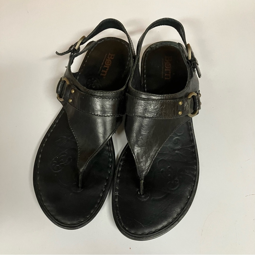 Born Black Leather Thong Sandals (6 US, 36.5) - Picture 2 of 8